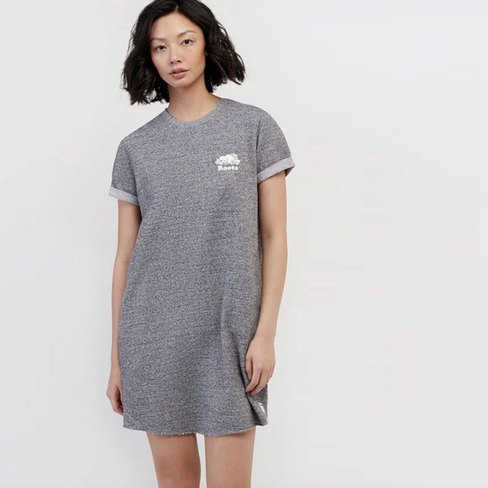 Roots Gray T-Shirt Dress Raw Hem